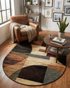 Bistro Lounge Collection Area Rug -  Latte Oval Multi  lifestyle 53