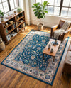 Casablanca Tapestry Collection Area Rug -  Marrakech (Egyptian Blue) Rectangle Egyptian Blue  lifestyle 12