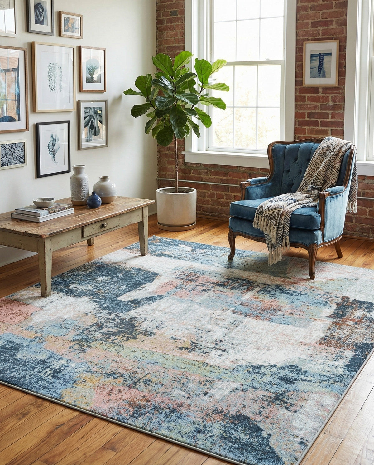 Aegean Elegance Washables Collection Area Rug -  Hydra Square Multi  lifestyle 84