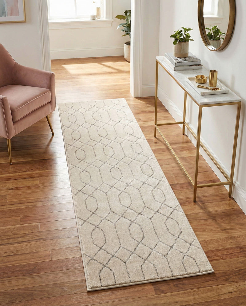 Hollywood Luxe Collection Area Rug - Sunset (White Silver) Runner White Silver  lifestyle 57