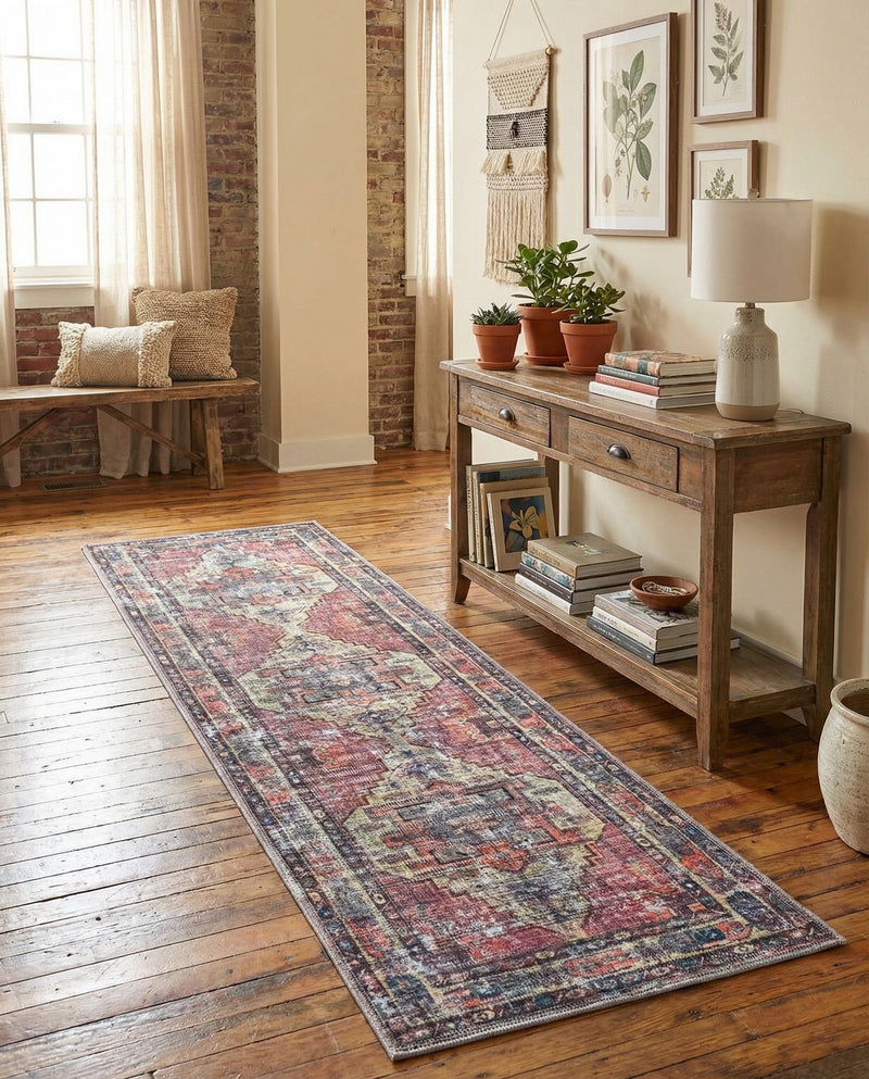 Zahara Oasis Collection Area Rug -  Rabat Runner Yellow Pink  lifestyle 73