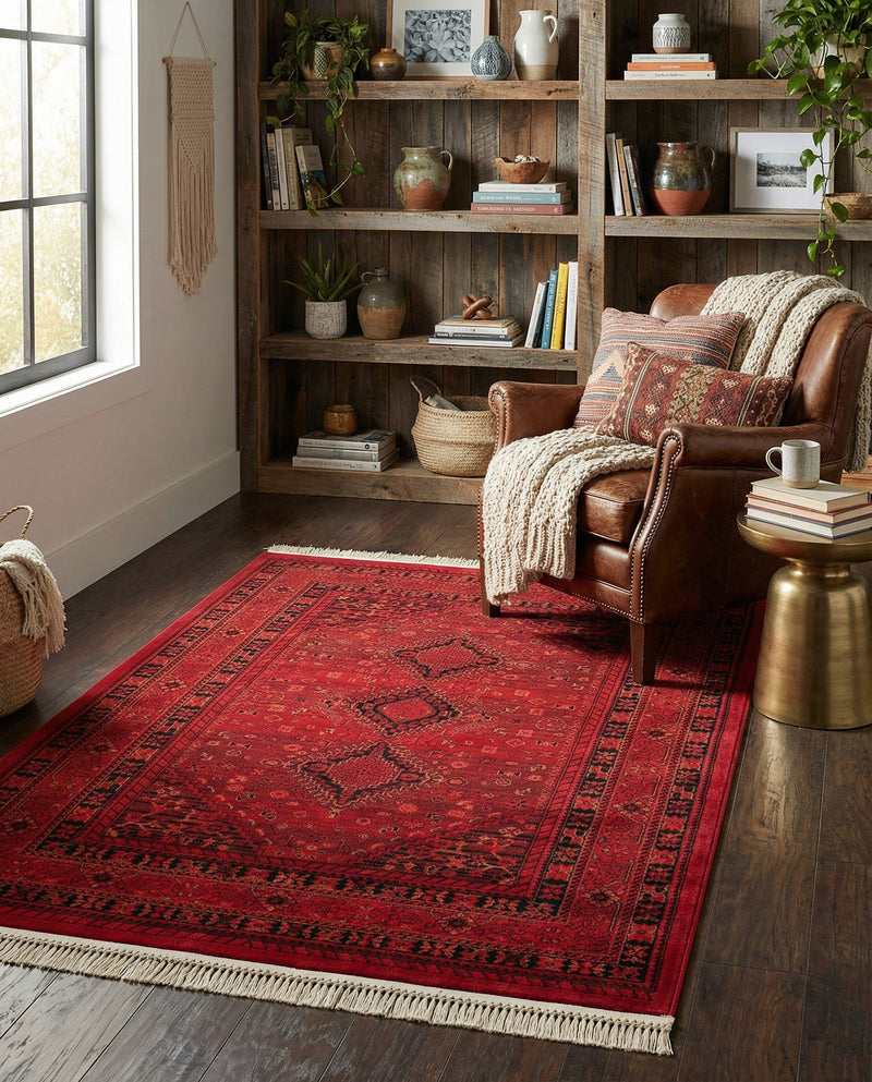 Samarkand Elegance Collection Area Rug -  Zarafshan Rectangle Red  lifestyle 13
