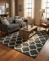 Lattice Gardens Collection Area Rug -  Bloomfield (Black) Rectangle Black  lifestyle 10