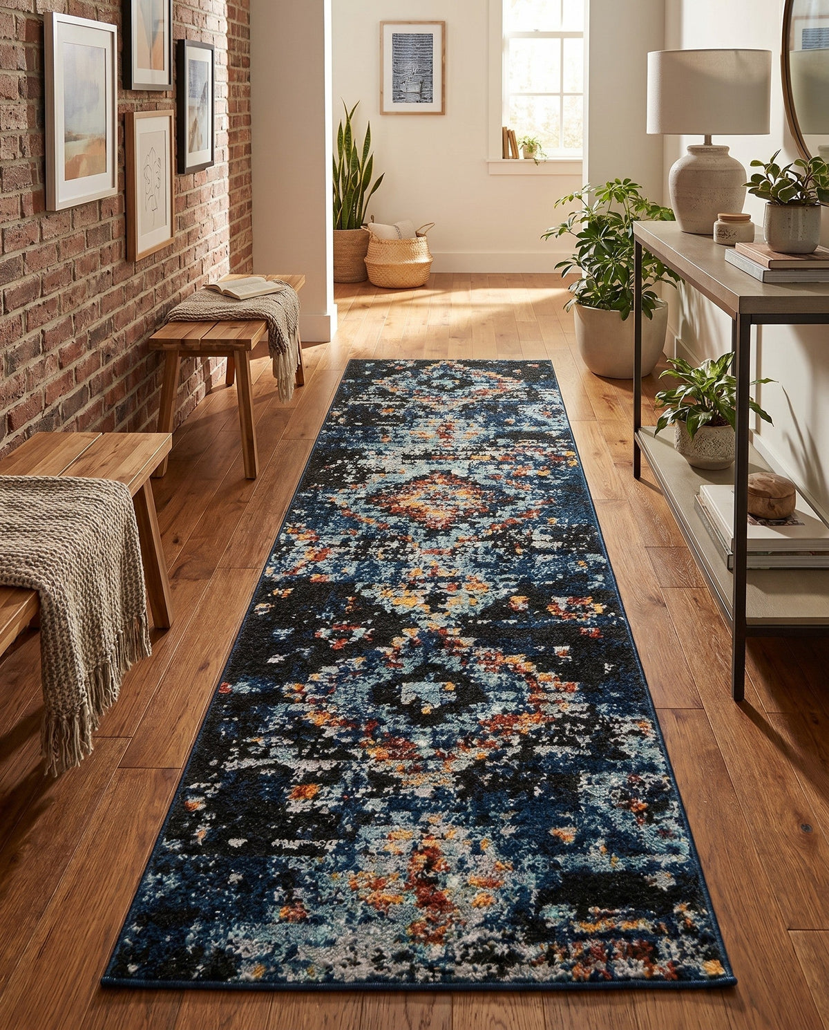 Tangier Treasures Collection Area Rug -  Fez Runner Navy Blue  lifestyle 90