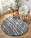 Cozy Haven Shag Collection Area Rug - Serenity (Pebble Gray) Round Pebble Gray  lifestyle 46