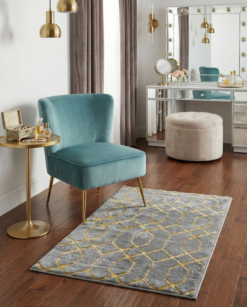 Hollywood Luxe Collection Area Rug - Sunset (Gray Gold) Rectangle Gray Gold  lifestyle 10