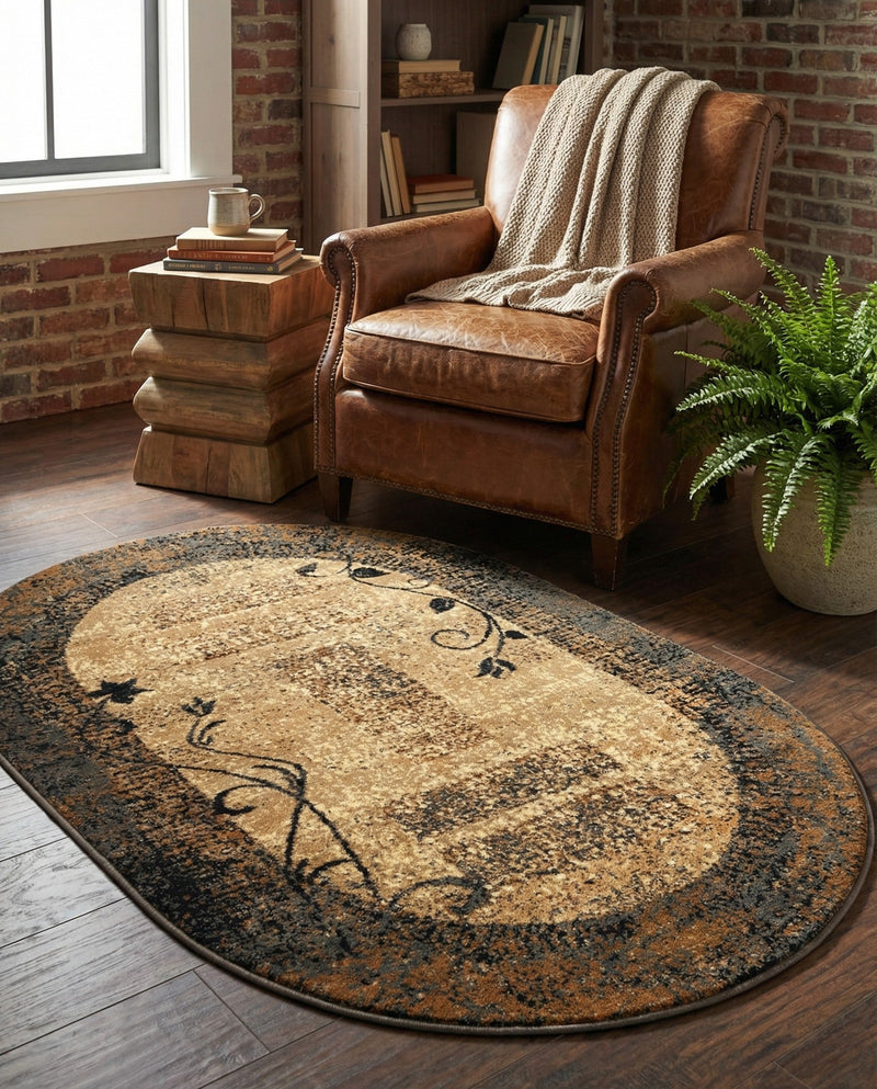 Bistro Lounge Collection Area Rug -  Affogato Oval Beige  lifestyle 55