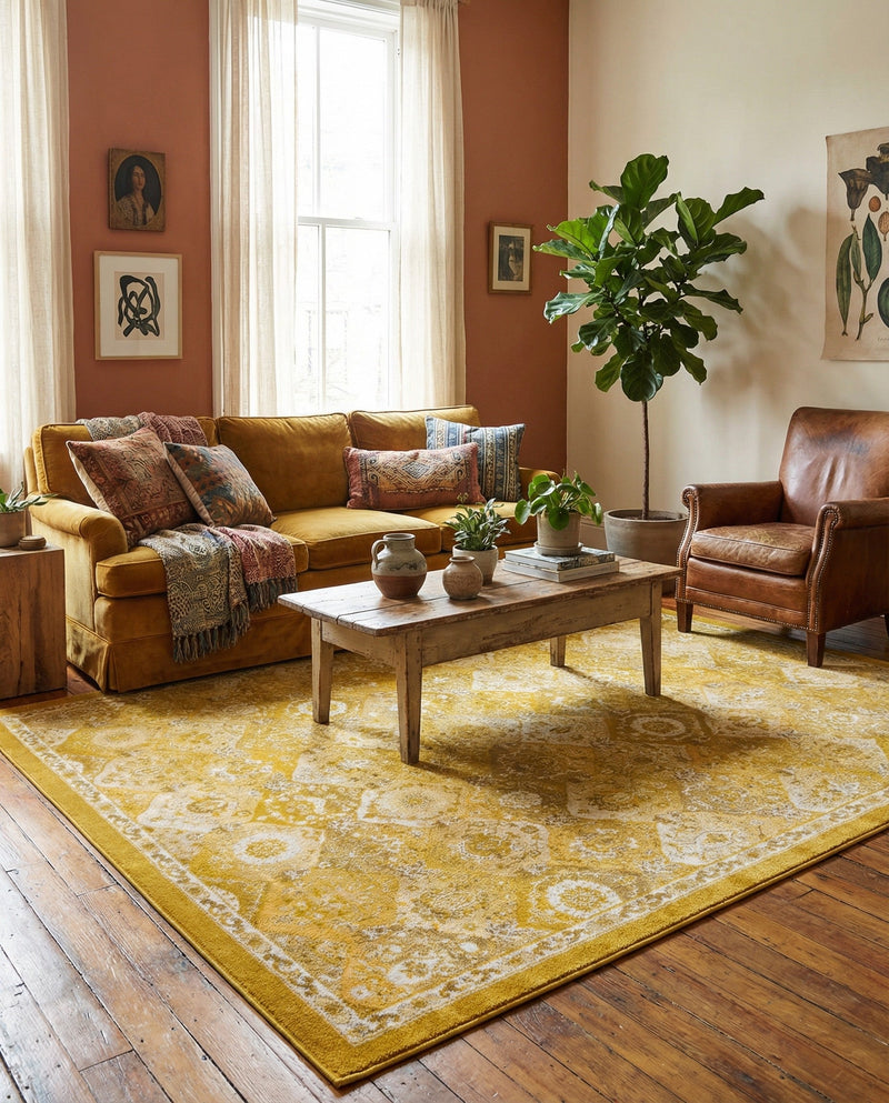 Brighton Terrace Collection Area Rug -  Rottingdean (Yellow) Rectangle Yellow  lifestyle 5