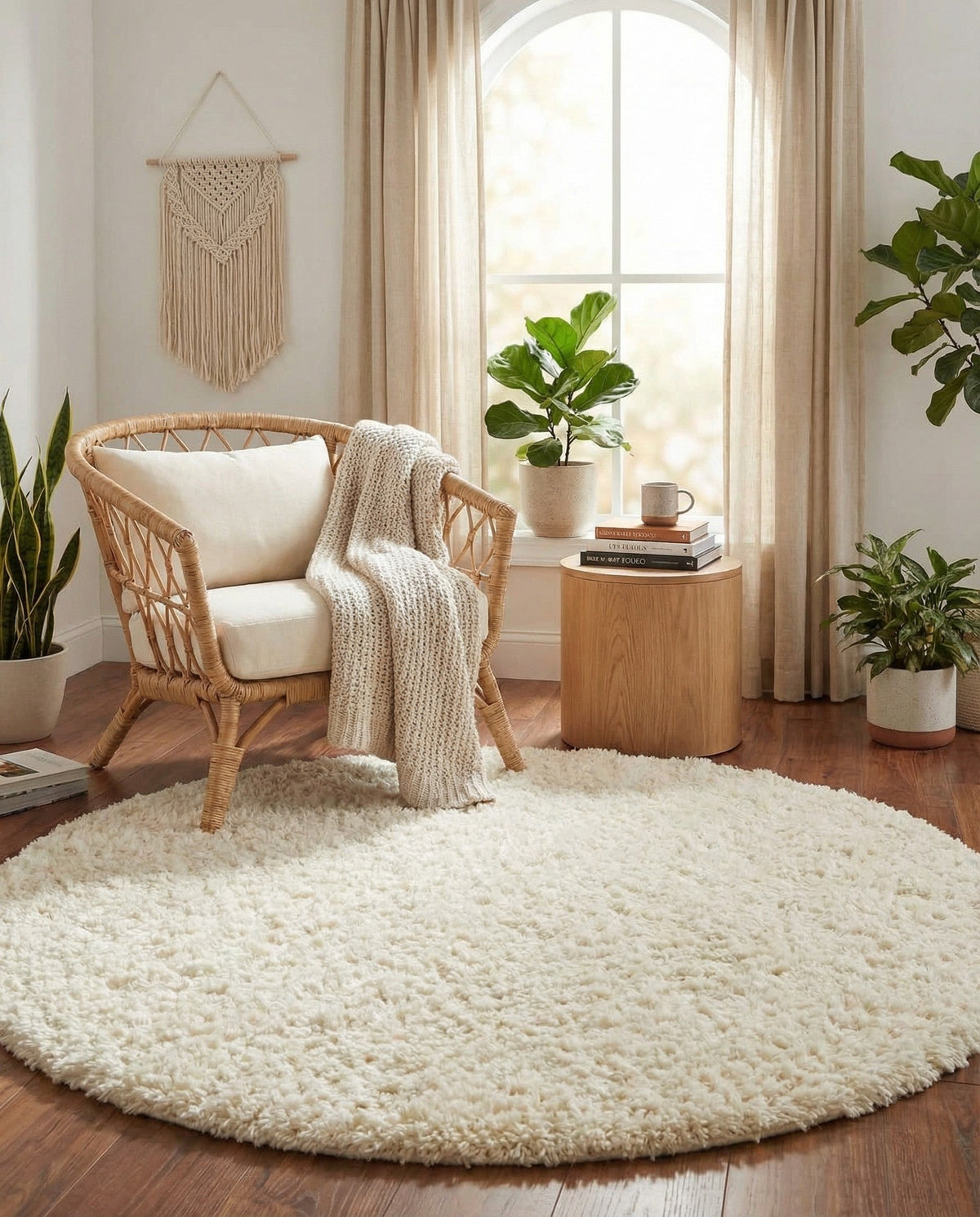 Eternal Plush Oasis Collection Area Rug -  Tranquility (Pearl) Round Pearl  lifestyle 61