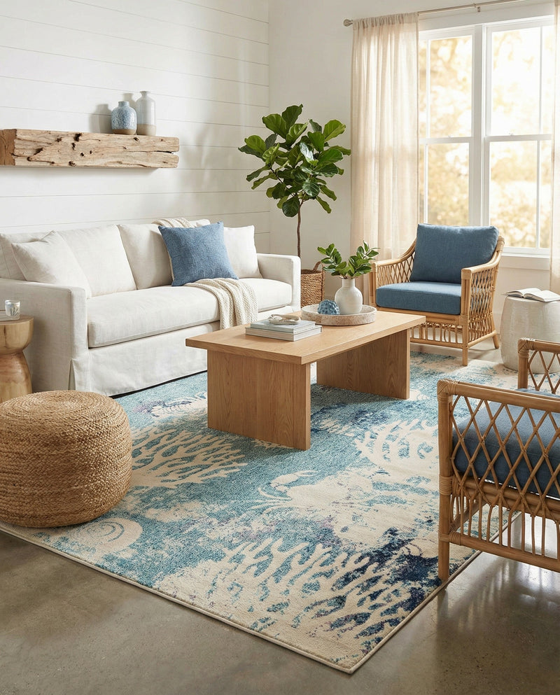 Sorrento Shores Collection Area Rug -  Vico Rectangle Light Blue  lifestyle 25