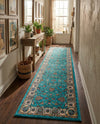 Casablanca Tapestry Collection Area Rug -  Marrakech (Arctic Aqua Blue) Runner Arctic Aqua Blue  lifestyle 51