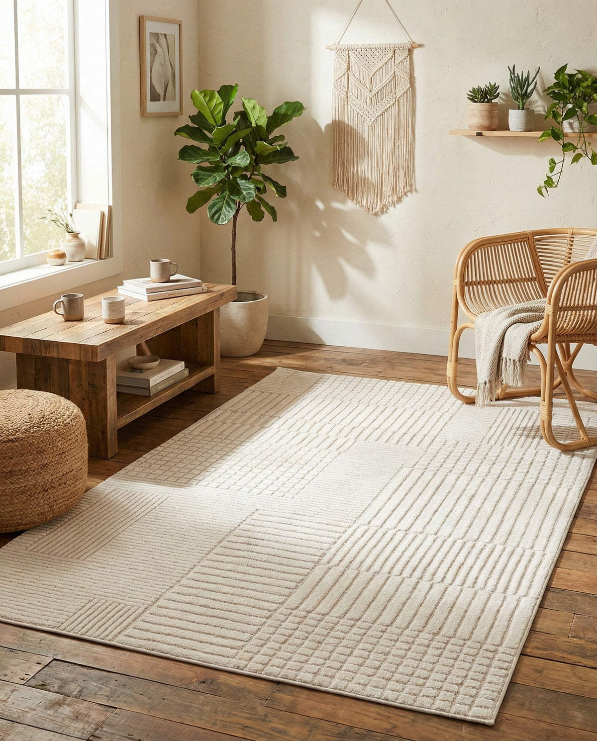 Haven Tapestry Collection Area Rug -  EnchantedGrove Rectangle Ivory White Main