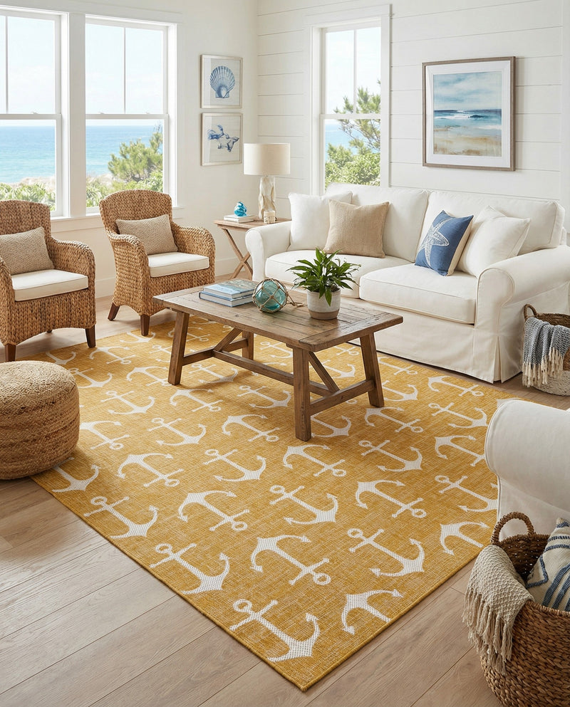Seaside Haven Rugs Collection Area Rug - Sapphire (Yellow) Rectangle Yellow  lifestyle 26