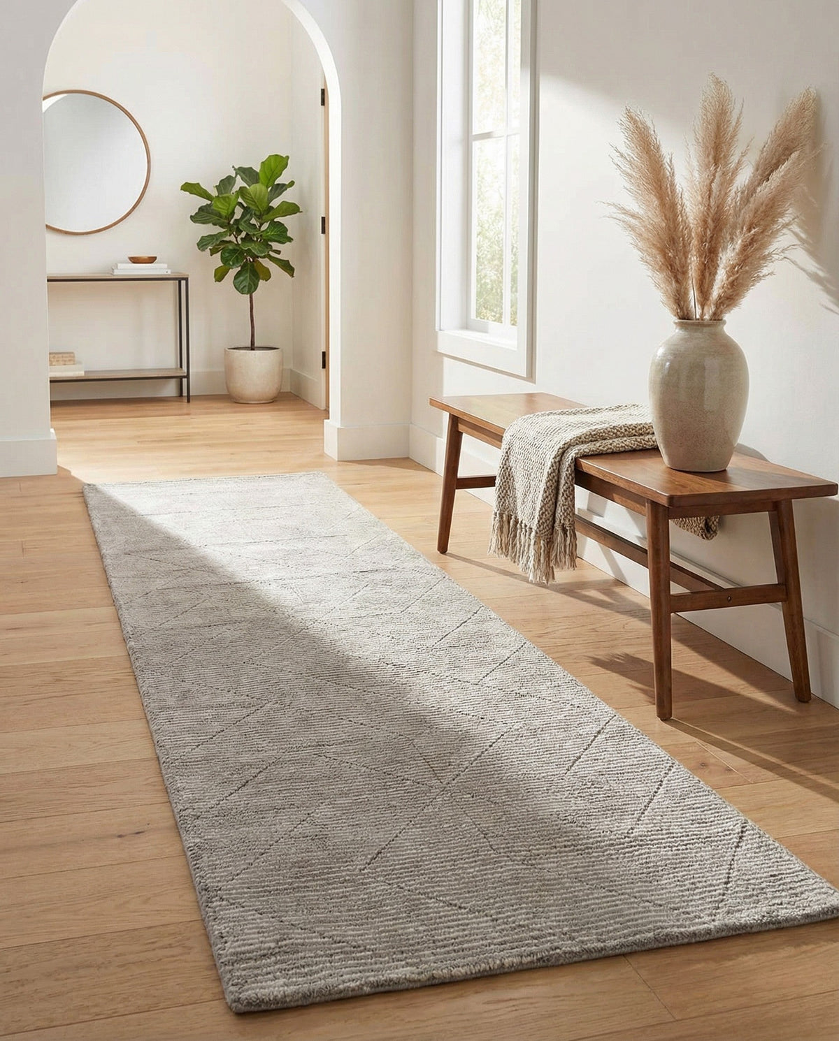 Nordic Loom Geometric Collection Area Rug - Oslo Runner Steel gray  lifestyle 129