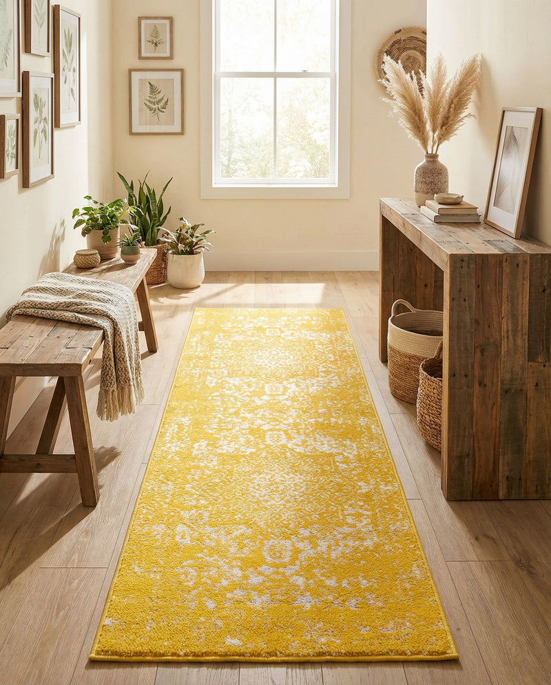 Georgetown Rugs Collection Area Rug - Dupont (Yellow) Runner Yellow  lifestyle 70