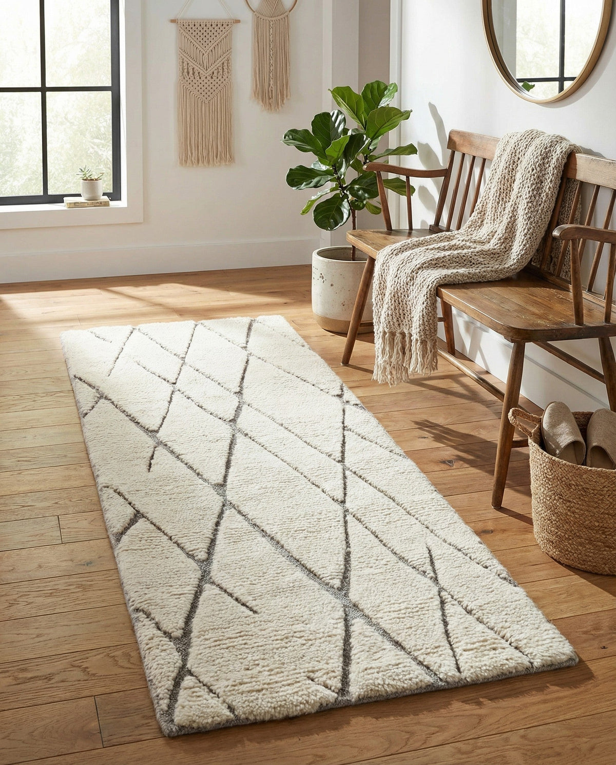 Sahara Berber Wool Collection Area Rug - Marrakesh Runner Pure Ivory  lifestyle 126