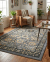 Tabriz Tapestry Collection Area Rug - Sahand (Dark Gray) Rectangle Dark Gray  lifestyle 20