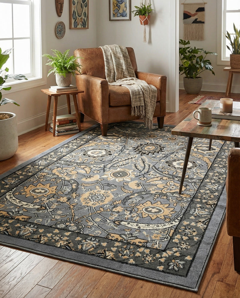Tabriz Tapestry Collection Area Rug - Sahand (Dark Gray) Rectangle Dark Gray  lifestyle 20