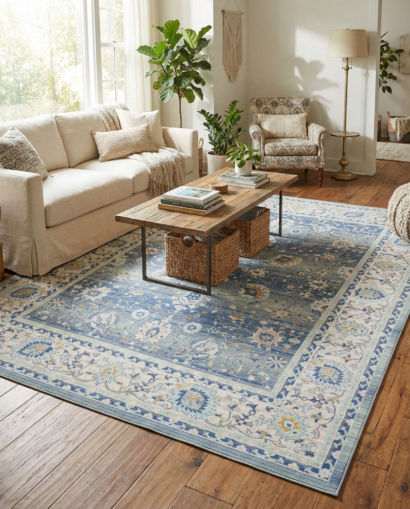 Savannah Series Collection Area Rug -  Beaufort Rectangle French Blue  lifestyle 44
