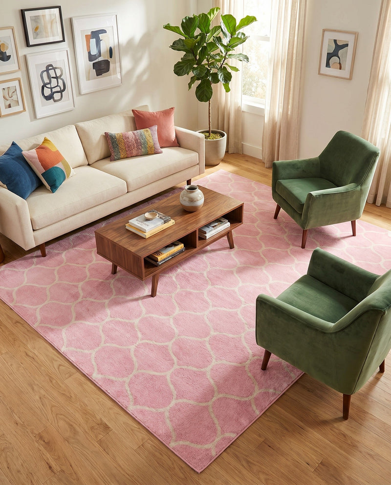 Trellis Mosaic Collection Area Rug -  Pergolatown (Light Pink) Rectangle Light Pink  lifestyle 20