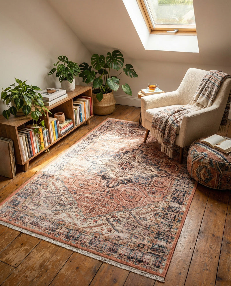 Bazaar Chic Collection Area Rug -  Chefchaouen Rectangle Salmon Pink  lifestyle 13