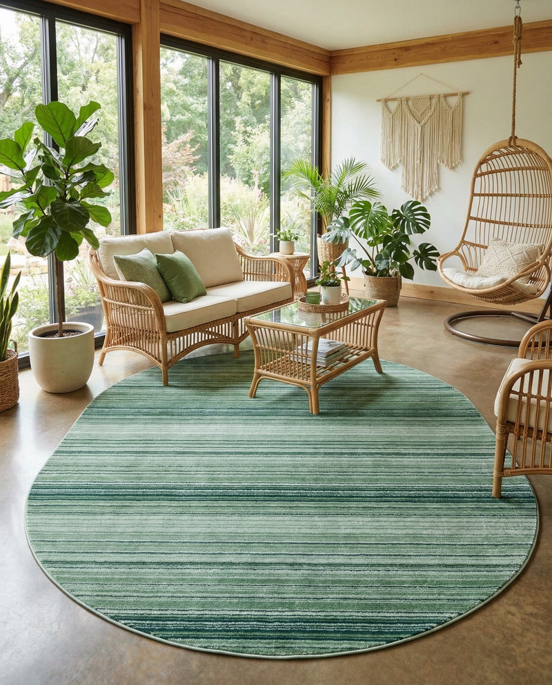 Jewel Oasis Collection Area Rug - Sapphire (Green) Oval Green  lifestyle 75