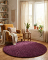 Plush Oasis Collection Area Rug - Serenity (Eggplant Purple) Round Eggplant Purple  lifestyle 81