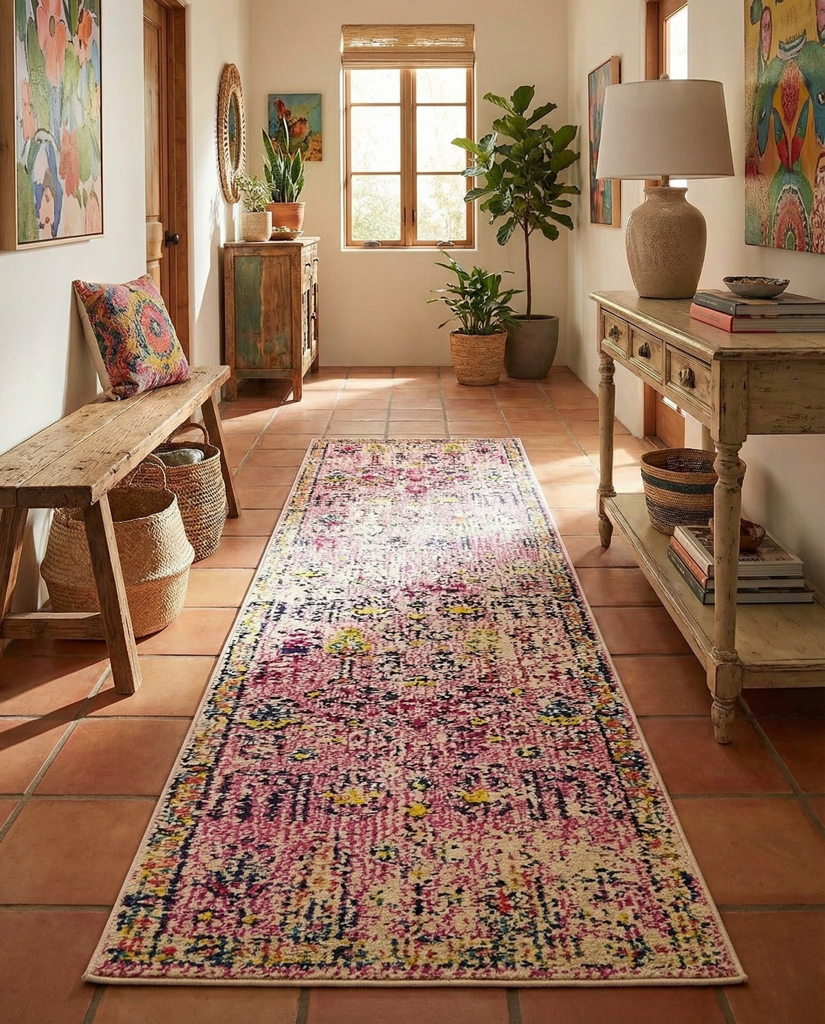 Sierra Collection Area Rug -  Shasta Runner Pink  lifestyle 118