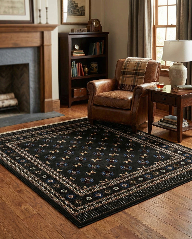 Samarkand Elegance Collection Area Rug -  Margilan (Dark Green) Square Dark Green  lifestyle 72