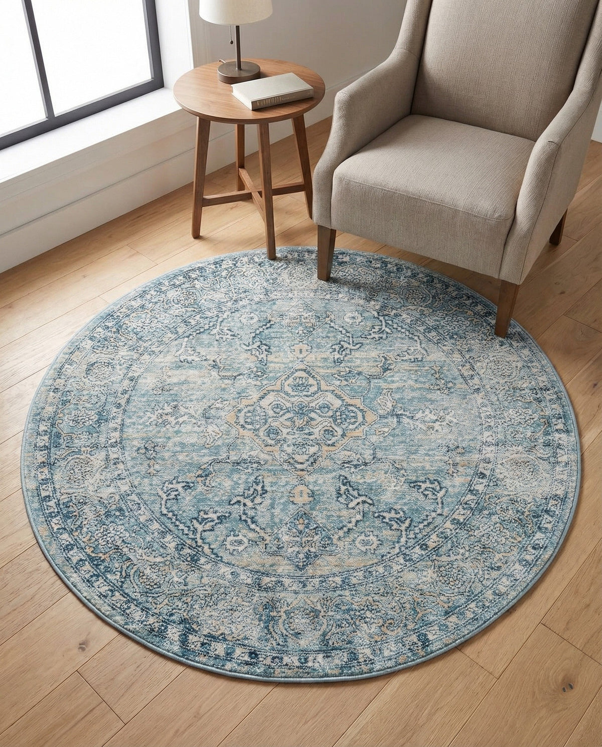 Coastal Haven Collection Area Rug -  Marina Round Blue  lifestyle 210