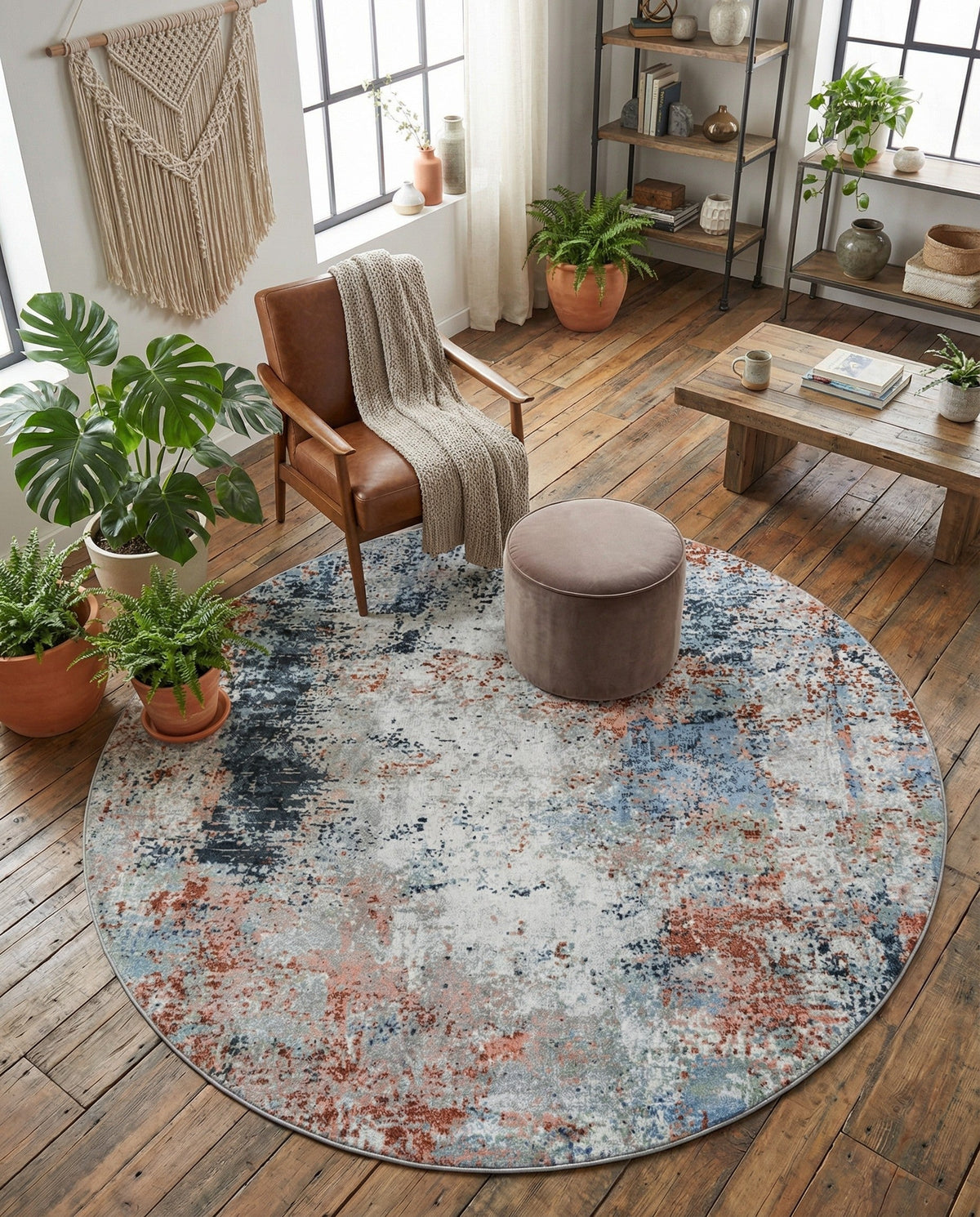 Aegean Elegance Washables Collection Area Rug -  Ithaca Round Multi  lifestyle 73