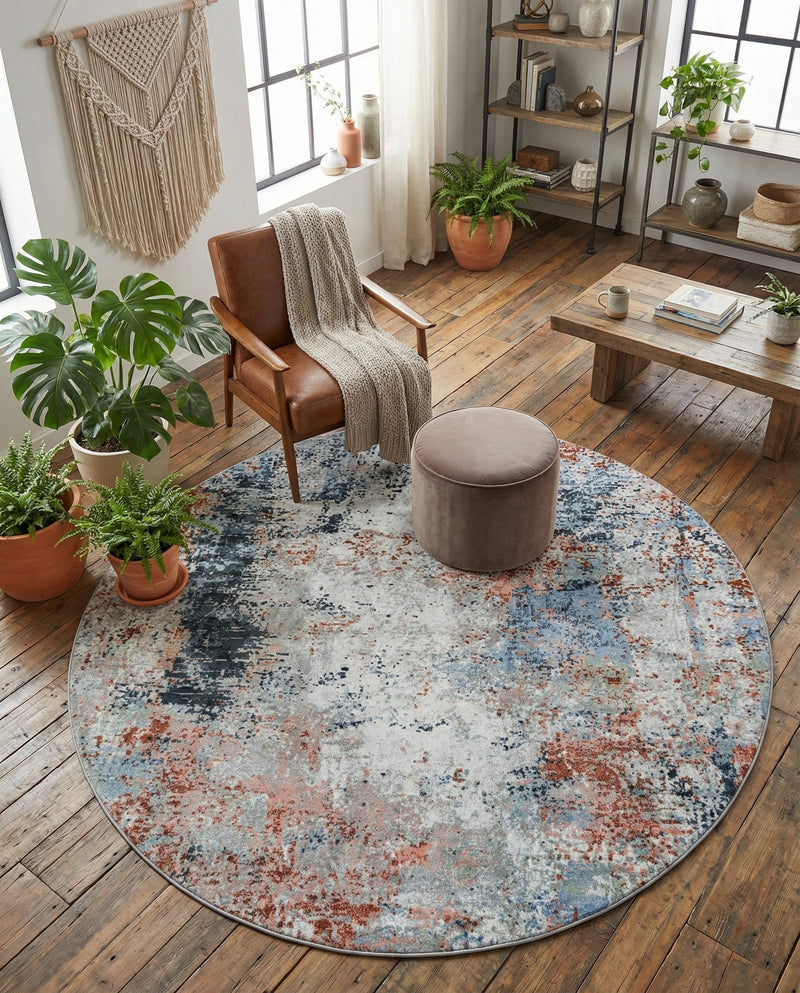 Aegean Elegance Washables Collection Area Rug -  Ithaca Round Multi  lifestyle 73