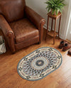 Persian Elegance Collection Area Rug -  Hamedan (Blue) Oval Blue  lifestyle 79