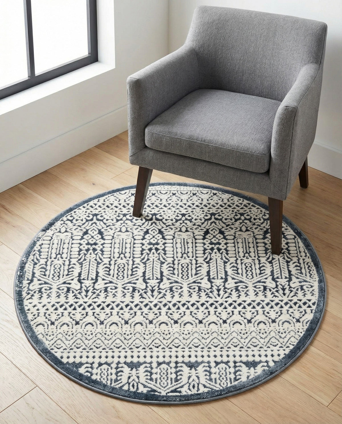 Metro Heights Collection Area Rug -  Chelsea Round Blue  lifestyle 102