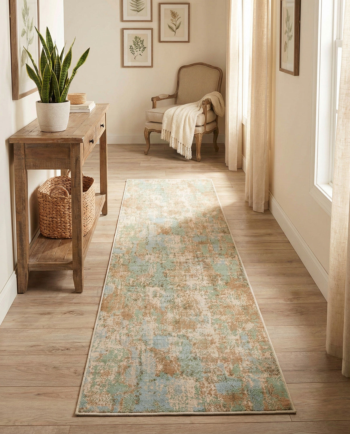 Lagoon Oasis Collection Area Rug -  Seagrass Runner Teal  lifestyle 130