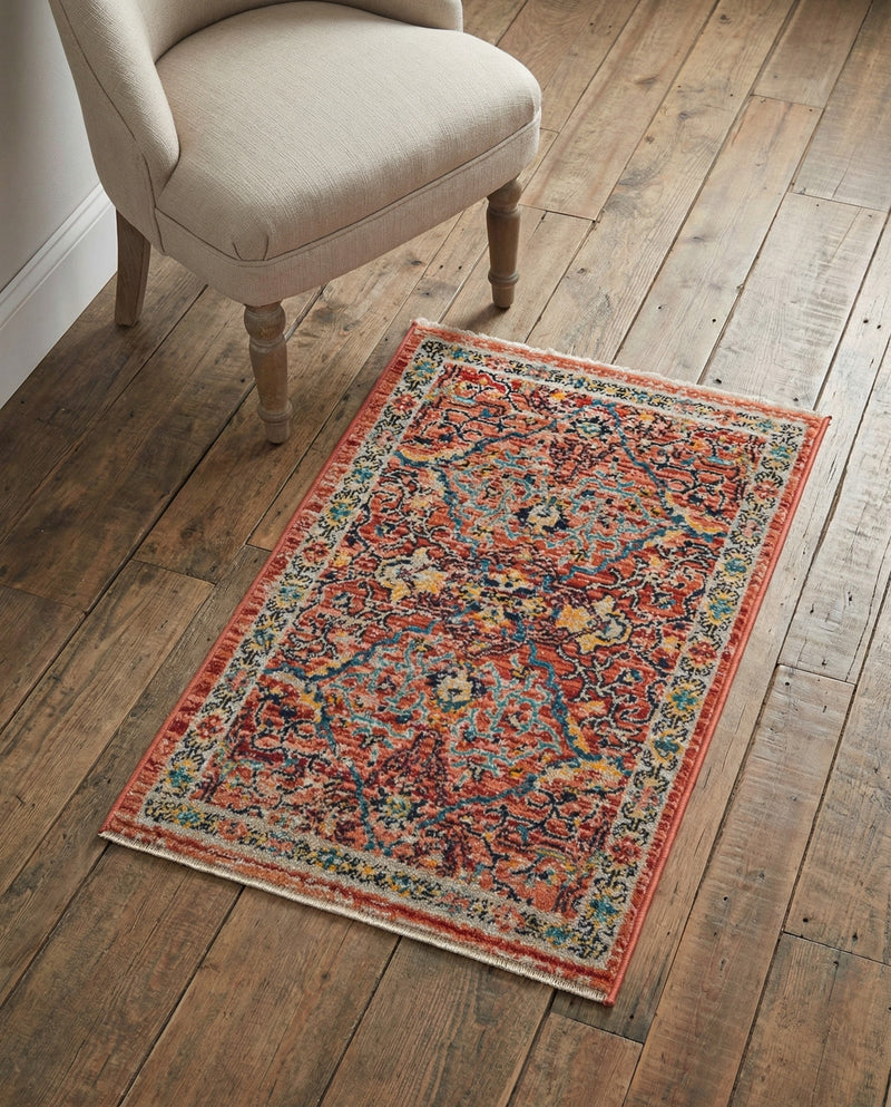 Seville Stripes Collection Area Rug -  Malaga (Brick Red) Rectangle Brick Red  lifestyle 35