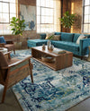 Chateau Elegance Collection Area Rug -  Riviera Rectangle Blue  lifestyle 45