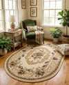 Versailles Elegance Collection Area Rug -  Louveciennes (Cream) Oval Cream  lifestyle 90