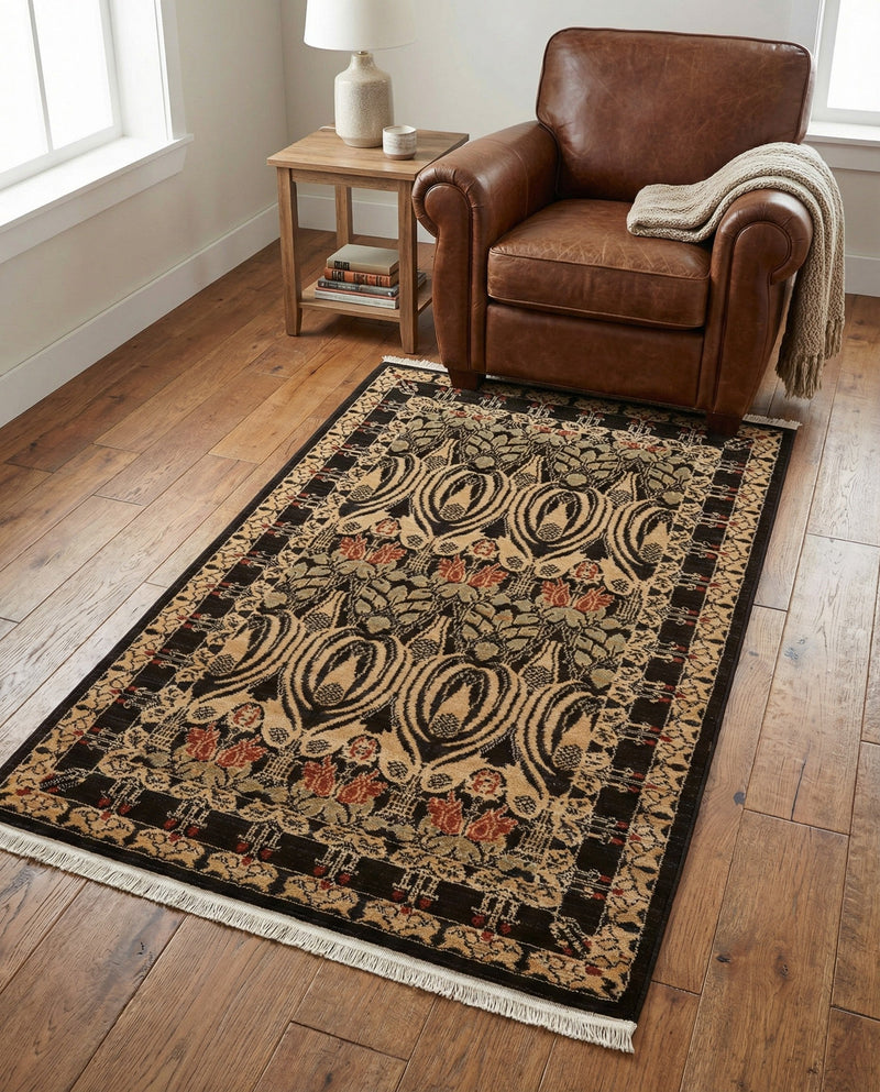 Chelsea Elegance Collection Area Rug -  Brompton (Black) Rectangle Black  lifestyle 19