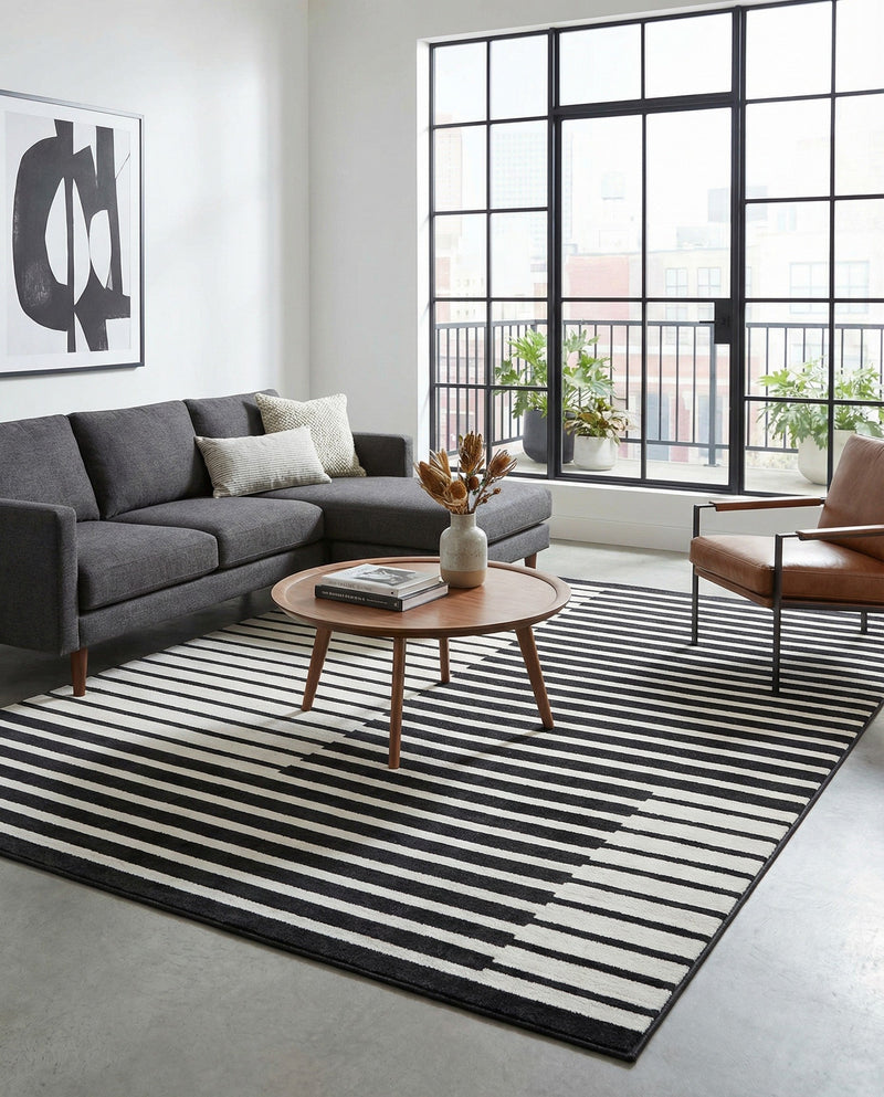 Copenhagen Edge Collection Area Rug -  Vesterbro Rectangle Black  lifestyle 32
