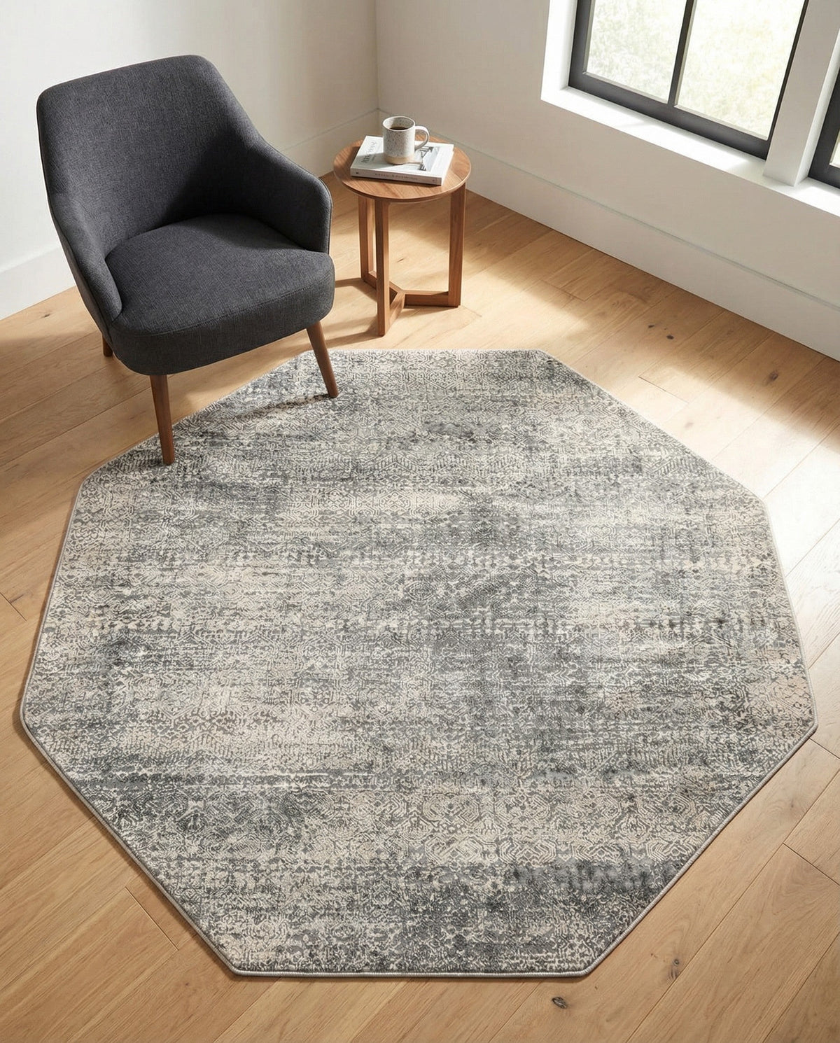 Bloomsbury Elegance Collection Area Rug -  Pimlico Octagon Gray  lifestyle 123