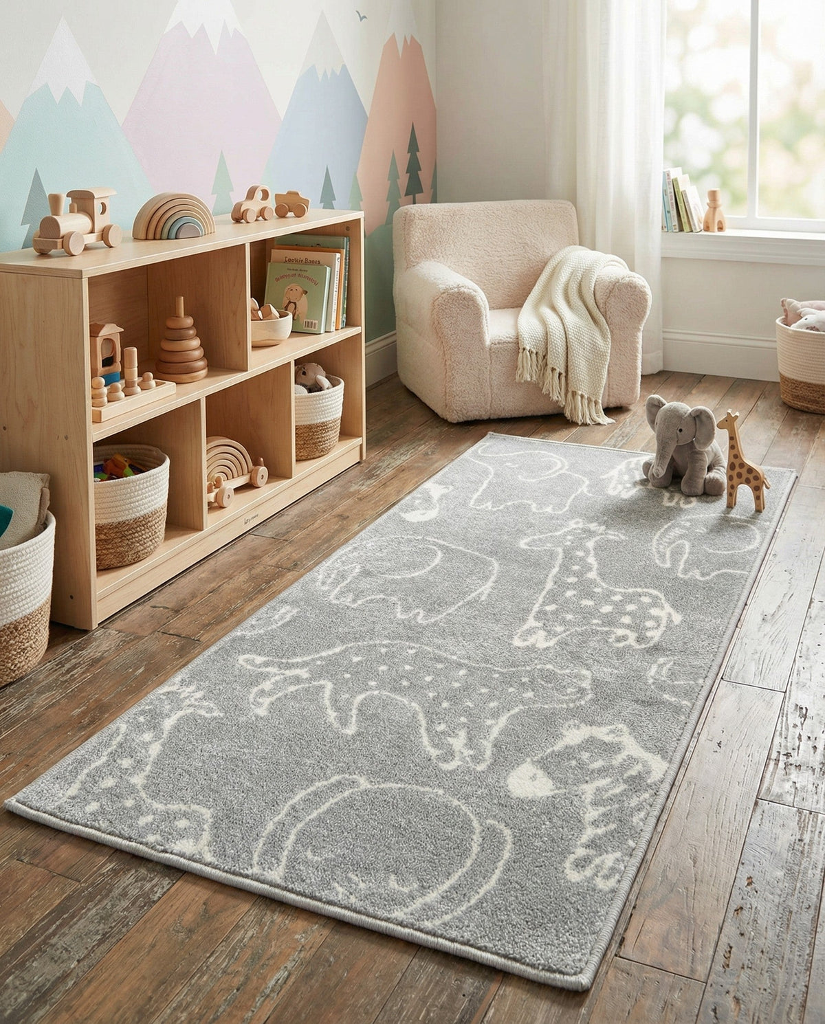 Wonder Tykes Collection Area Rug -  Spectrum Runner Gray  lifestyle 137