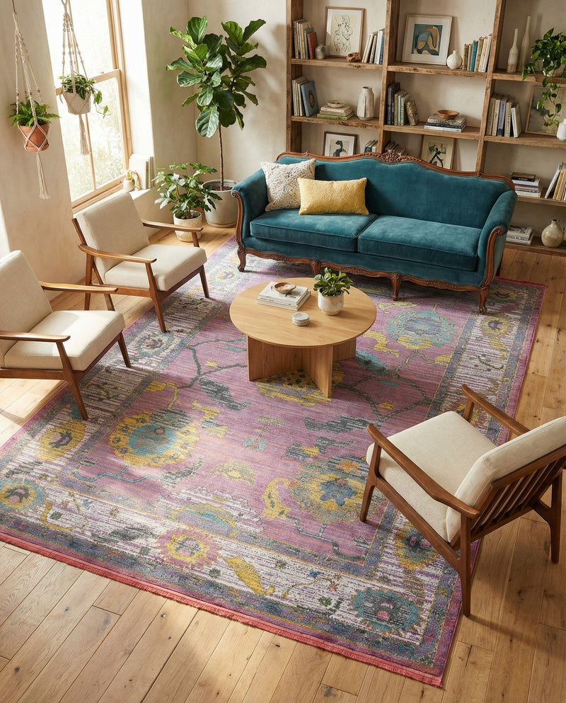 Arcadia Rugs Collection Area Rug - Eden (Pink) Rectangle Pink  lifestyle 6