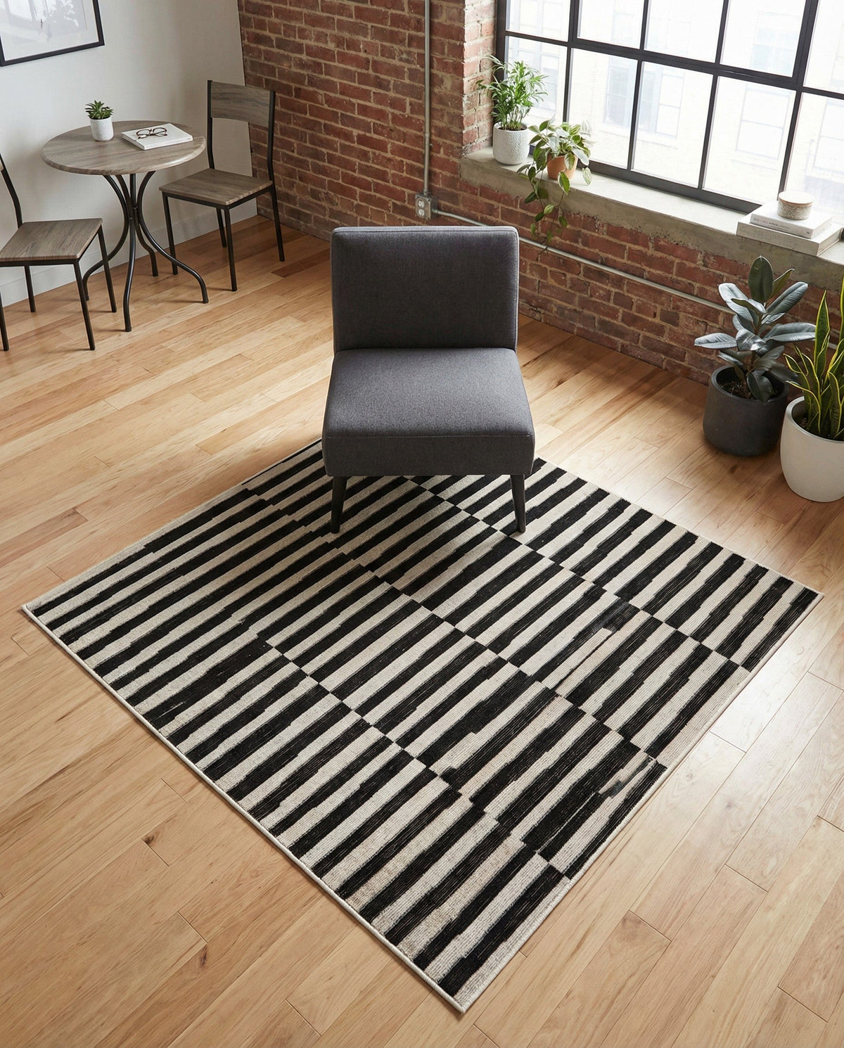Soho Elegance Collection Area Rug -  Hudson (Black) Square Black  lifestyle 82