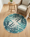 Seaside Blooms Collection Area Rug -  Provence Round Teal blue  lifestyle 76