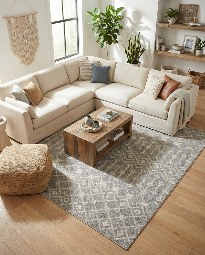 Geo Garden Lattice Collection Area Rug -  Andalusia Rectangle Gray  lifestyle 11