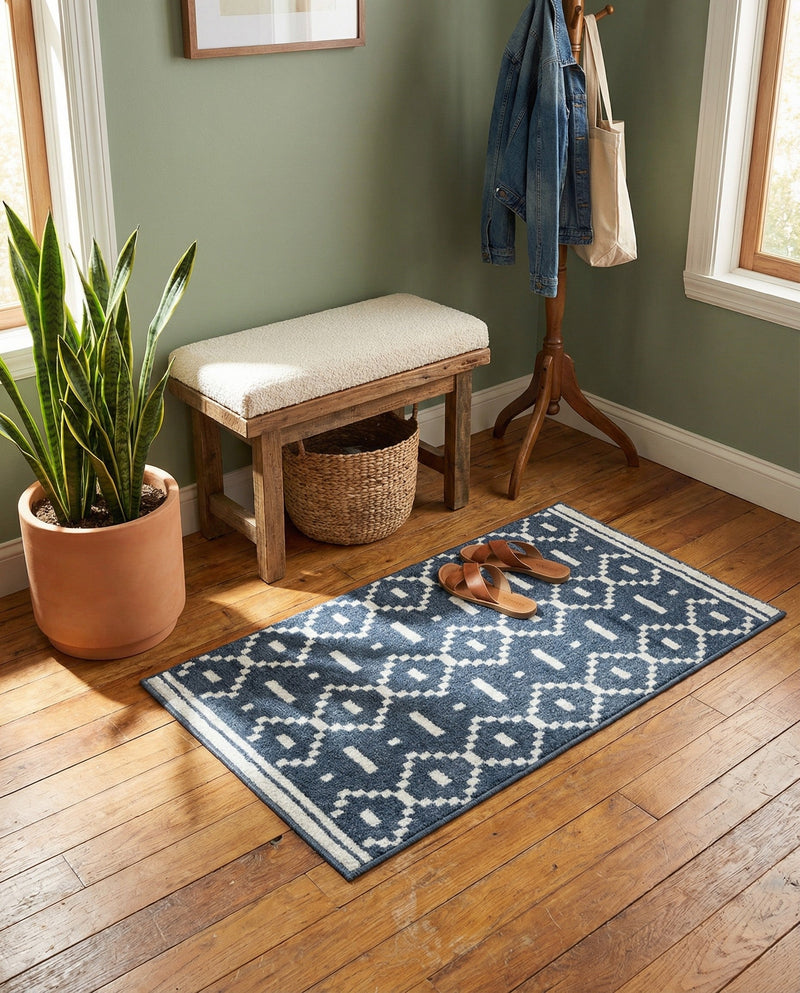 Copenhagen Edge Collection Area Rug -  Tivoli Rectangle Blue  lifestyle 48