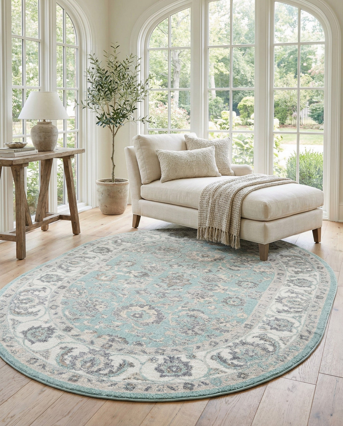 Adriana Terrace Collection Area Rug -  Positano (Aqua) Oval Aqua  lifestyle 40