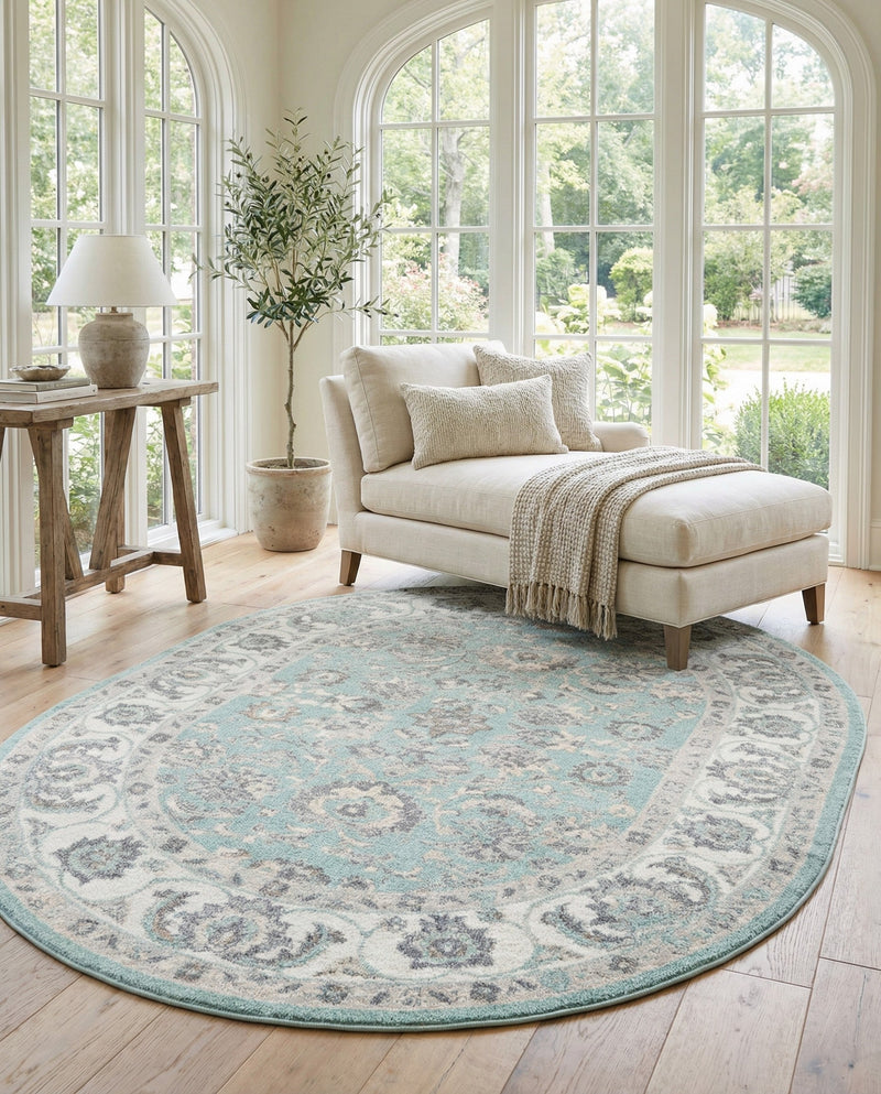 Adriana Terrace Collection Area Rug -  Positano (Aqua) Oval Aqua  lifestyle 40