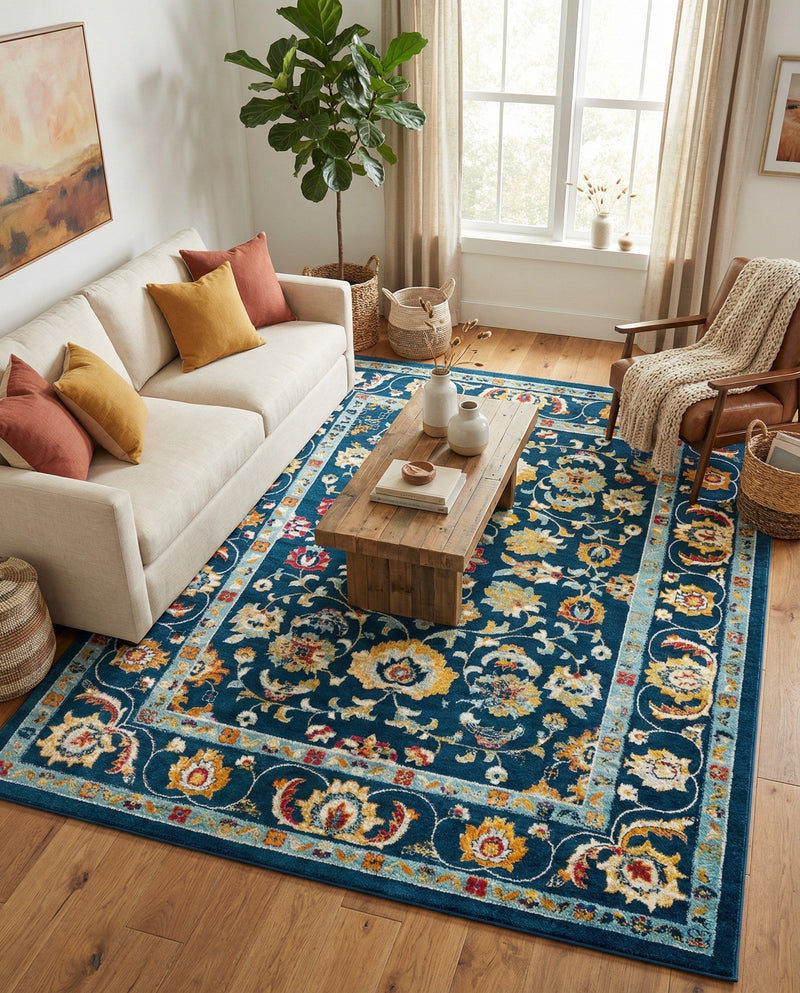 Adriana Terrace Collection Area Rug -  Positano (Navy Blue) Rectangle Navy Blue  lifestyle 6